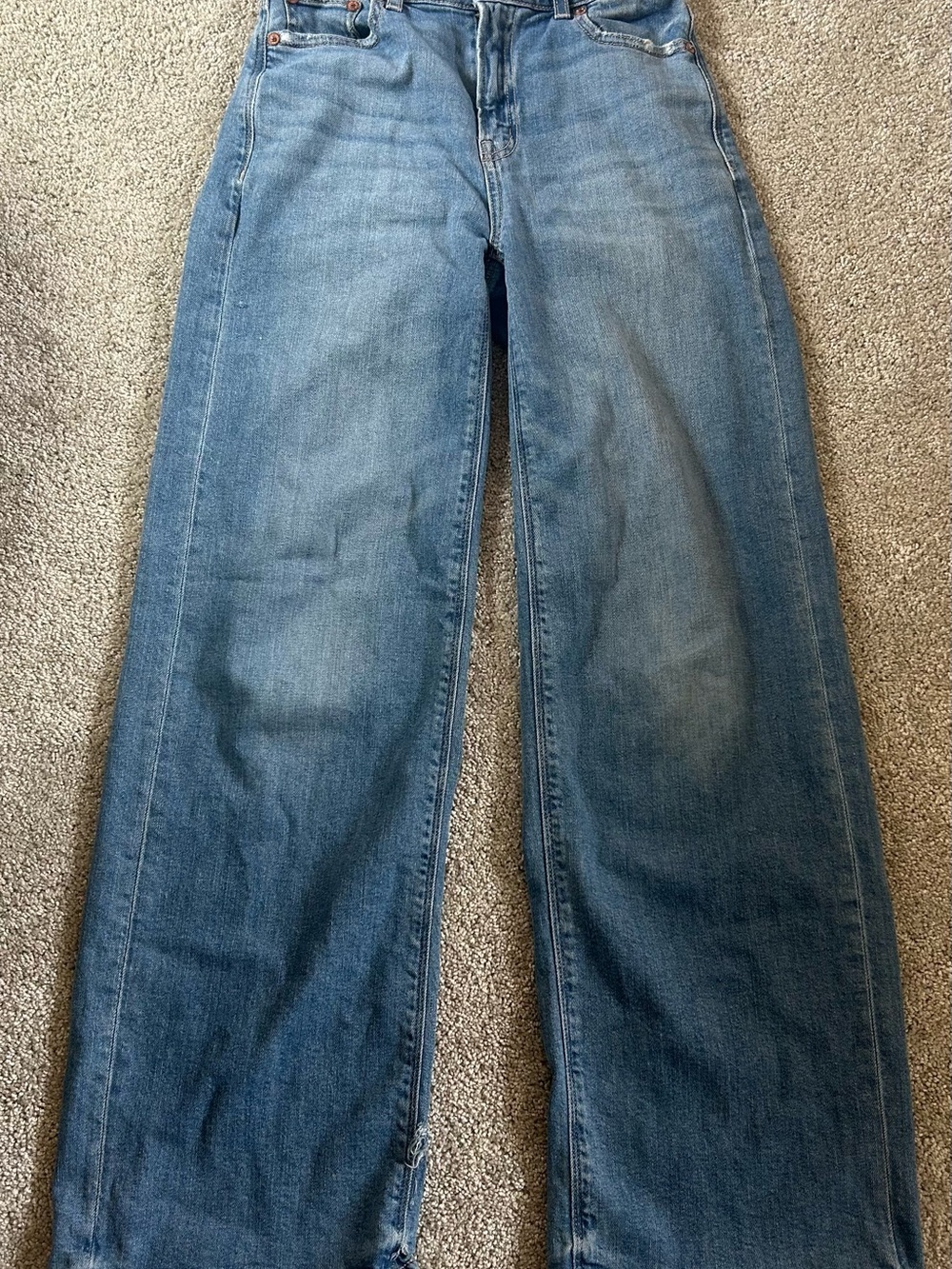 American Eagle Outfitters High-Rise Wide-Leg Denim Jeans - Medium Blue